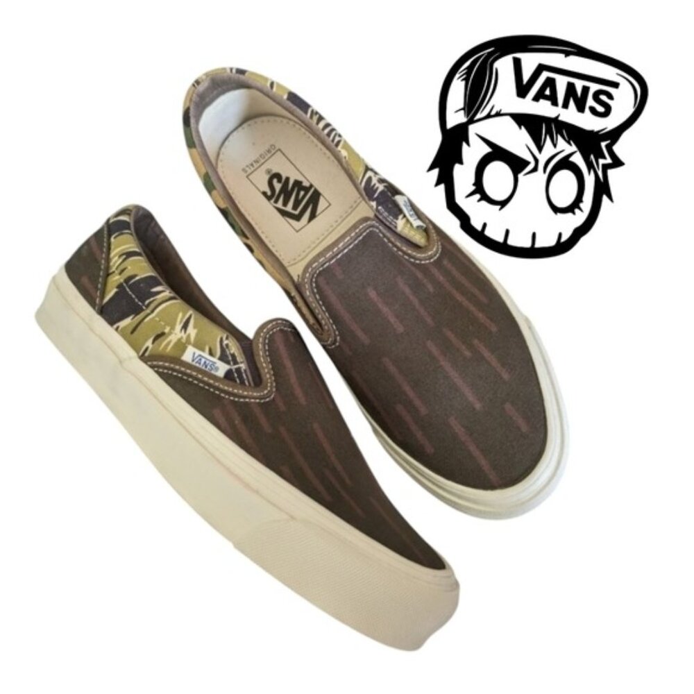 Vans OG Slip On LX Women 8 Canvas Mixed Camo Brown VNOA3AV7VYT 012026 - Picture 1 of 11